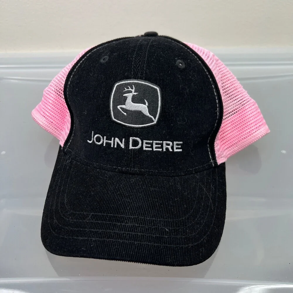 John Deere Hat Womens Adjustable Black Snapback‎ Trucker Cap Mesh Back Tractor